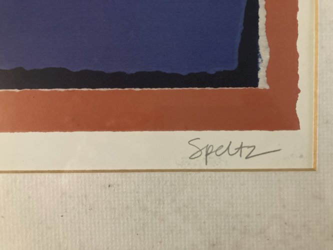 Lithographie litho Originale Roy Speltz Abstrait Ancien Ecole Americane Etching