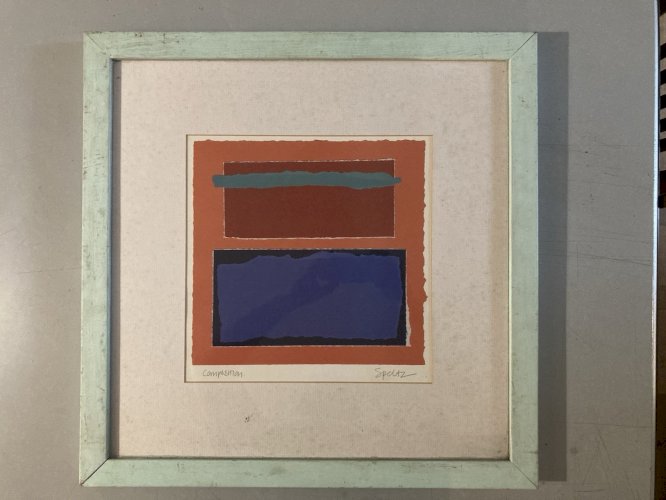 Lithographie litho Originale Roy Speltz Abstrait Ancien Ecole Americane Etching