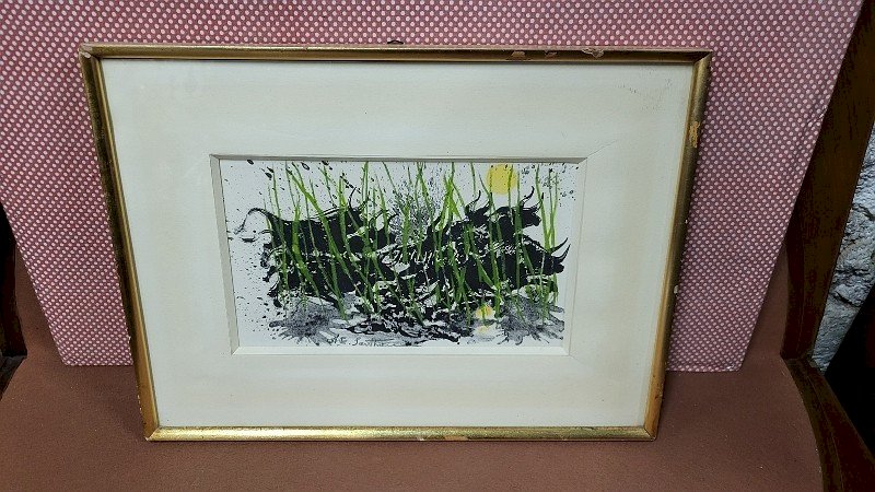 LITHOGRAPHIE MAURICE ELIE SARTHOU LES TOROS ENCADREE ET SIGNEE