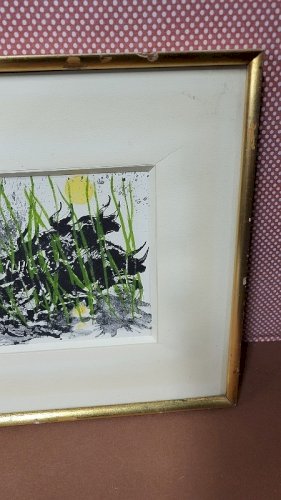 LITHOGRAPHIE MAURICE ELIE SARTHOU LES TOROS ENCADREE ET SIGNEE