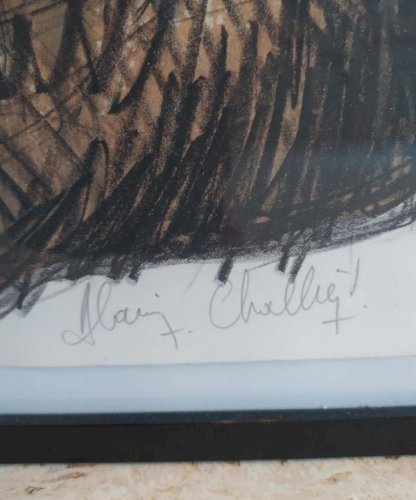 Lithographie moderne avec signature (Alain Challier?) en bon etat( made in chiner )