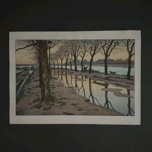 Lithographie papier de Chine par Henri Rivière L'Ile des Cygnes A5566