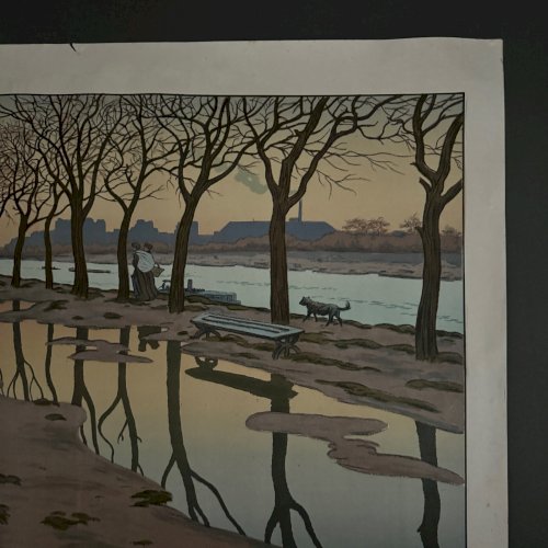 Lithographie papier de Chine par Henri Rivière L'Ile des Cygnes A5566
