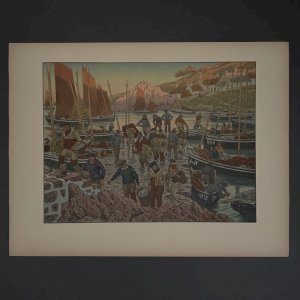 Lithographie par Henri Rivière Au Vent de Noroît - Le Port A5825