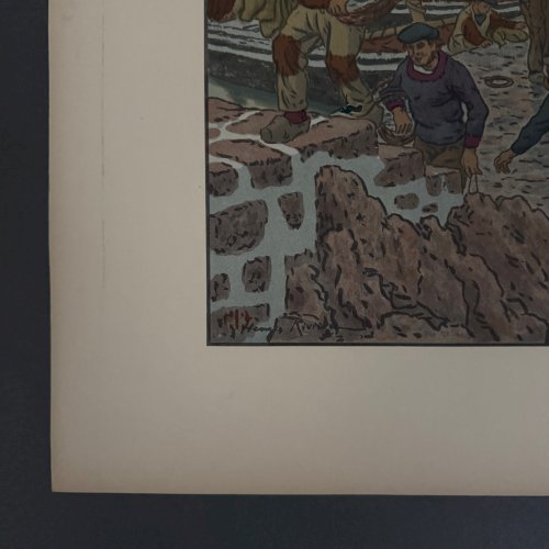 Lithographie par Henri Rivière Au Vent de Noroît - Le Port A5825