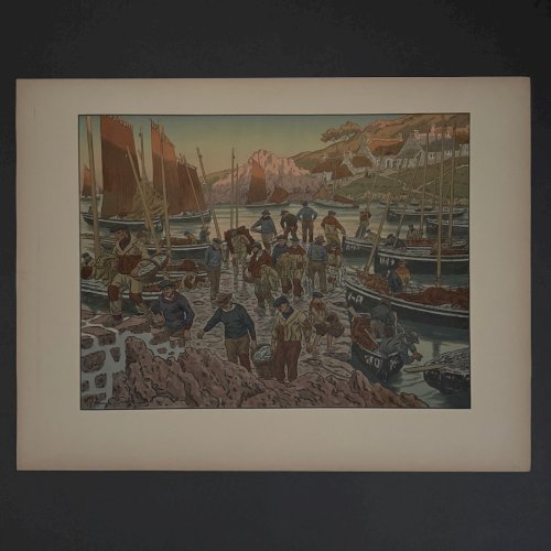 Lithographie par Henri Rivière Au Vent de Noroît - Le Port A5825