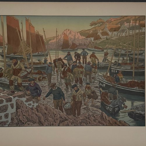 Lithographie par Henri Rivière Au Vent de Noroît - Le Port A5825
