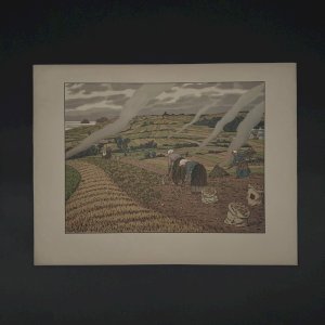 Lithographie par Henri Rivière Au Vent de Noroît - Le Travail des Champs A5585