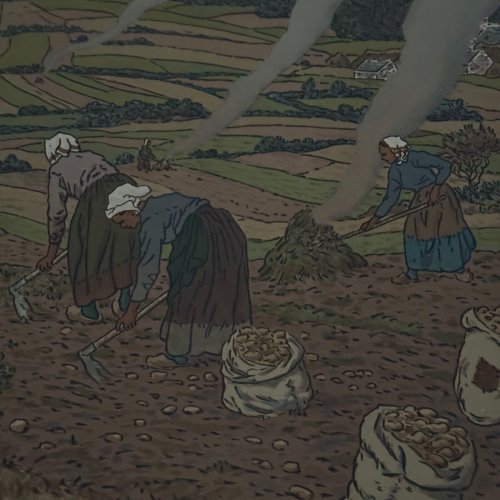 Lithographie par Henri Rivière Au Vent de Noroît - Le Travail des Champs A5585