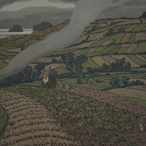 Lithographie par Henri Rivière Au Vent de Noroît - Le Travail des Champs A5585