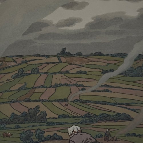 Lithographie par Henri Rivière Au Vent de Noroît - Le Travail des Champs A5585