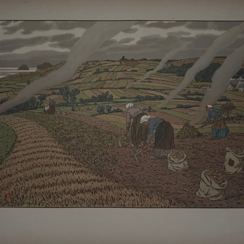 Lithographie par Henri Rivière Au Vent de Noroît - Le Travail des Champs A5818