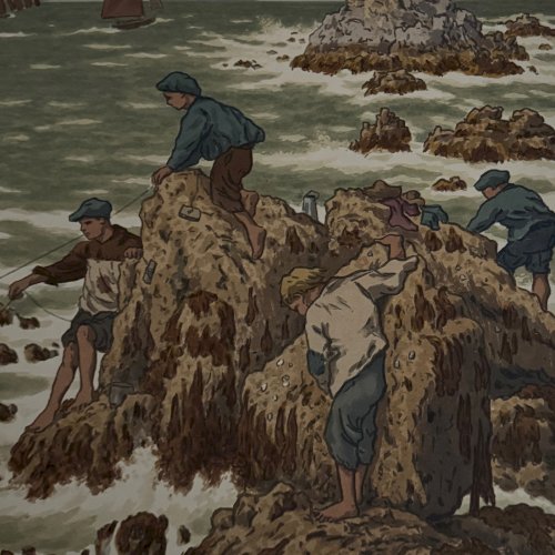 Lithographie par Henri Rivière Au Vent de Noroît - Les Mousses A5809