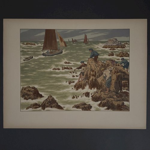 Lithographie par Henri Rivière Au Vent de Noroît - Les Mousses A5809