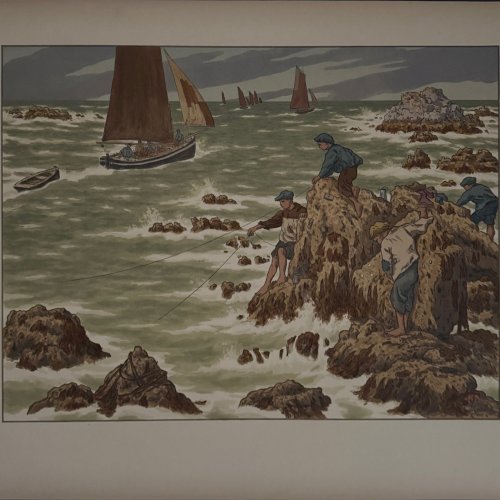 Lithographie par Henri Rivière Au Vent de Noroît - Les Mousses A5809
