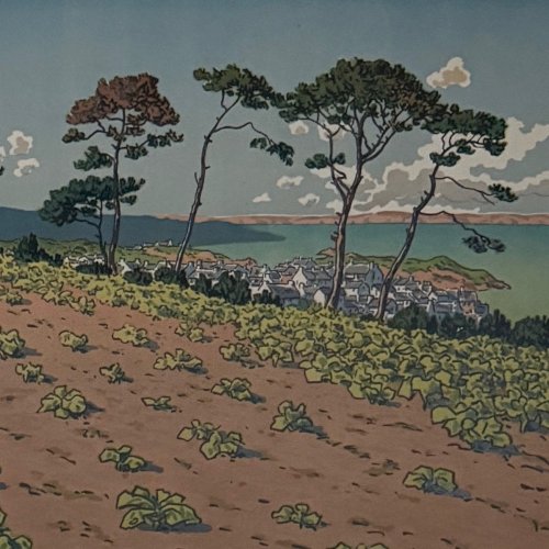 Lithographie par Henri Rivière Douarnenez vu du Ris A5912