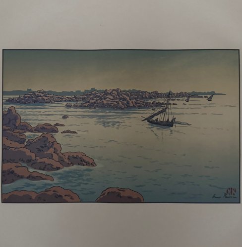 Lithographie par Henri Rivière Entrée du Port de Ploumanac'h A5810