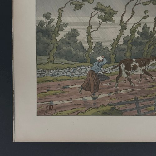 Lithographie par Henri Rivière La Féérie des Heures - L'Averse A5528