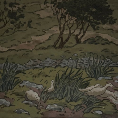 Lithographie par Henri Rivière La Féérie des Heures - L'Averse A5817