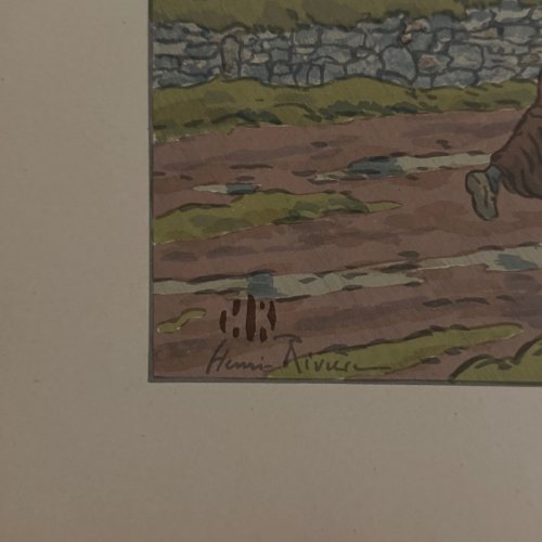 Lithographie par Henri Rivière La Féérie des Heures - L'Averse A5817