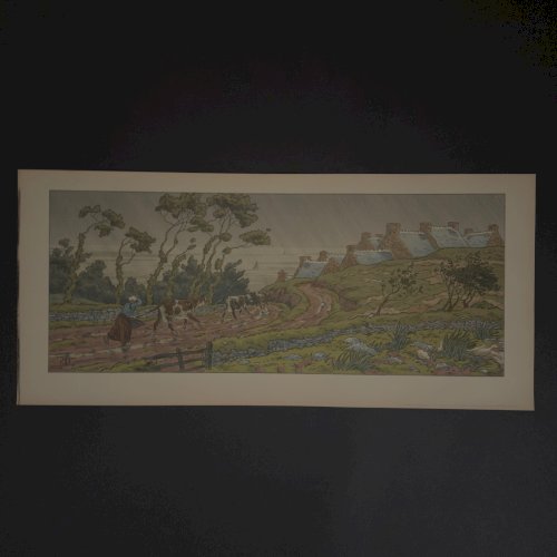 Lithographie par Henri Rivière La Féérie des Heures - L'Averse A5817