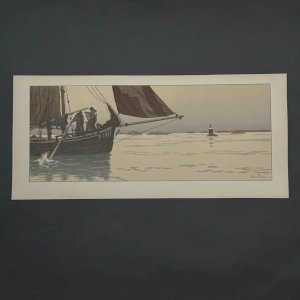 Lithographie par Henri Rivière La Féérie des Heures - Le Calme Plat A5340