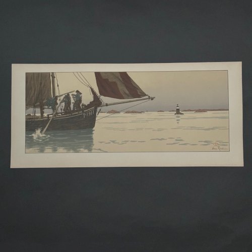 Lithographie par Henri Rivière La Féérie des Heures - Le Calme Plat A5340