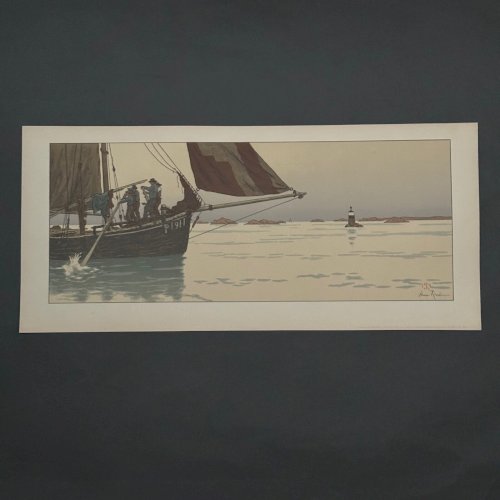 Lithographie par Henri Rivière La Féérie des Heures - Le Calme Plat A5340