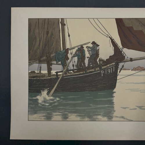 Lithographie par Henri Rivière La Féérie des Heures - Le Calme Plat A5340