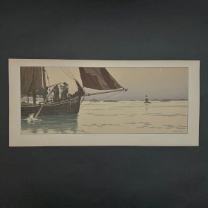 Lithograph by Henri Rivière The Enchantment of the Hours - The Flat Calm A5344