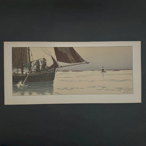 Lithographie par Henri Rivière La Féérie des Heures - Le Calme Plat A5344
