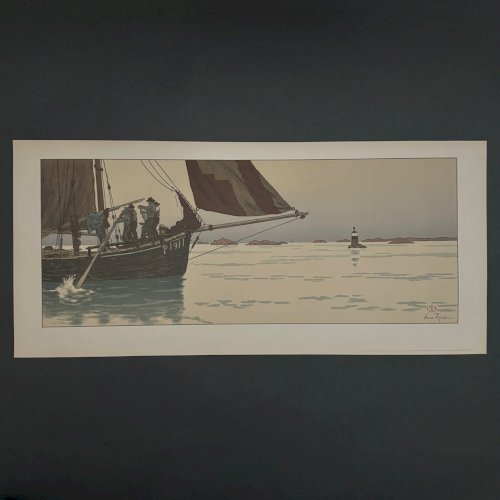 Lithographie par Henri Rivière La Féérie des Heures - Le Calme Plat A5344