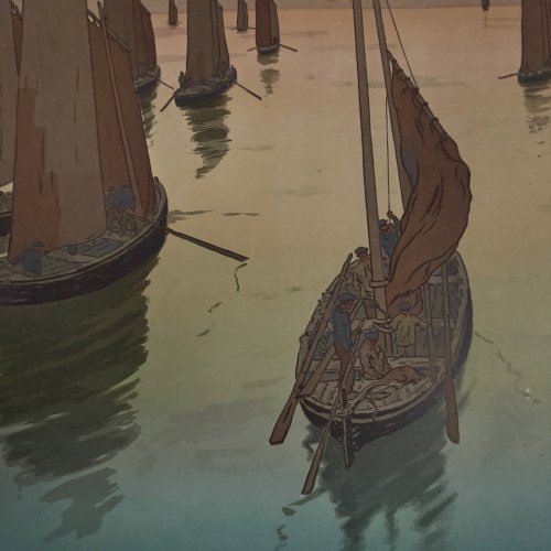 Lithographie par Henri Rivière Le Coucher de Soleil A5594