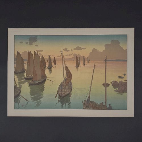 Lithographie par Henri Rivière Le Coucher de Soleil A5594