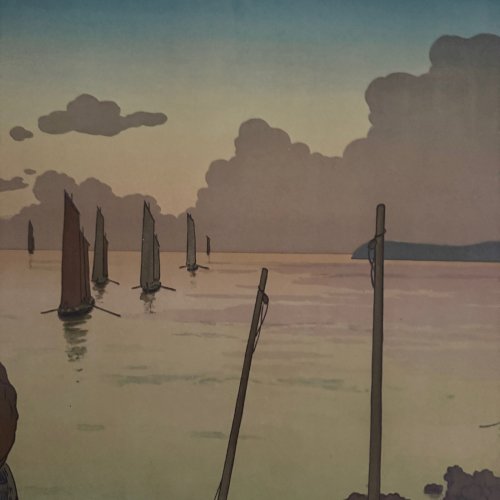 Lithographie par Henri Rivière Le Coucher de Soleil A5594