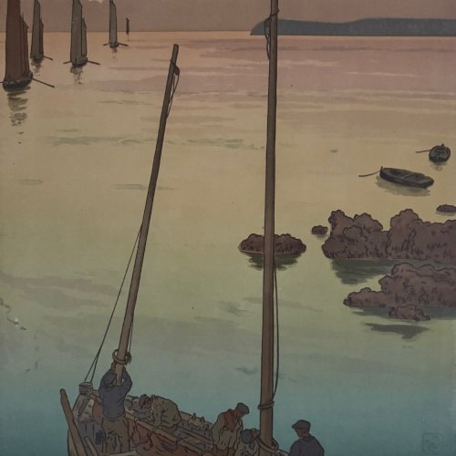 Lithographie par Henri Rivière Le Coucher de Soleil A5594