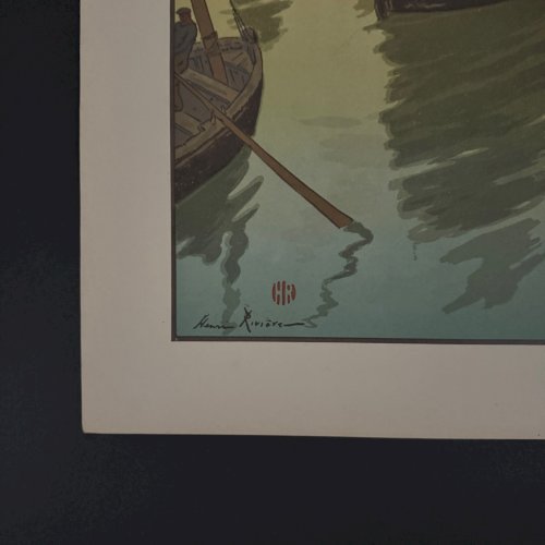 Lithographie par Henri Rivière Le Coucher de Soleil A5594