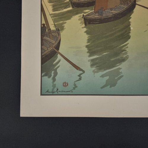 Lithographie par Henri Rivière Le Coucher du Soleil A5593