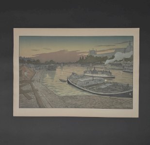 Lithographie par Henri Rivière Le Pont des Saints-Pères et le Louvre A5666