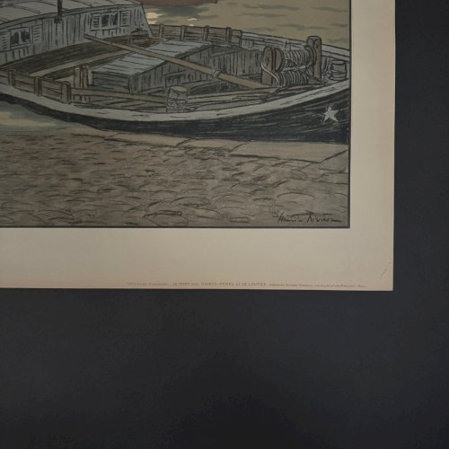 Lithographie par Henri Rivière Le Pont des Saints-Pères et le Louvre A5666