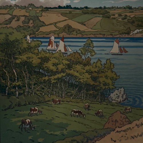 Lithographie par Henri Rivière Le Trieux à Kermarie A5662