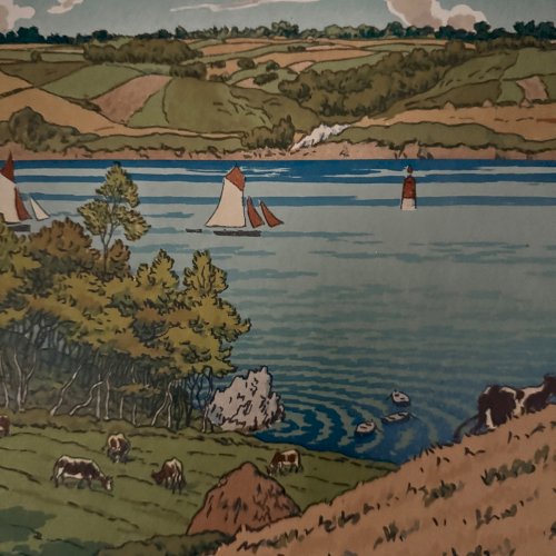 Lithographie par Henri Rivière Le Trieux à Kermarie A5662