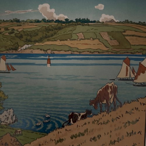 Lithographie par Henri Rivière Le Trieux à Kermarie A5662