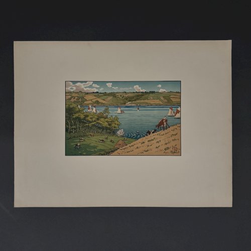 Lithographie par Henri Rivière Le Trieux à Kermarie A5662