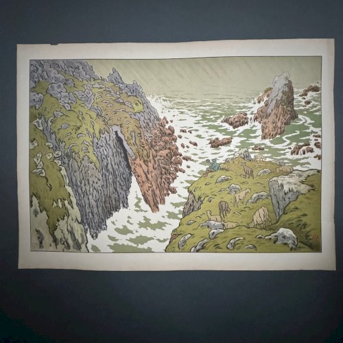 Lithographie par Henri Rivière Les Aspects de la Nature - La Falaise A5322