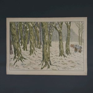 Lithographie par Henri Rivière Les Aspects de la Nature Le Bois, l'Hiver A5499