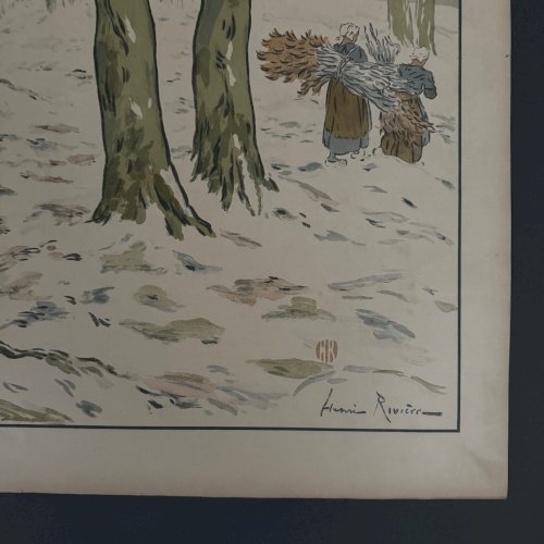 Lithographie par Henri Rivière Les Aspects de la Nature Le Bois, l'Hiver A5499