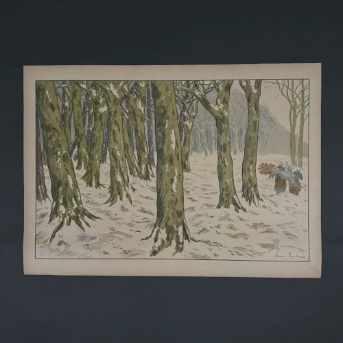Lithographie par Henri Rivière Les Aspects de la Nature Le Bois, l'Hiver A5499