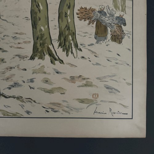 Lithographie par Henri Rivière Les Aspects de la Nature Le Bois, l'Hiver A5499