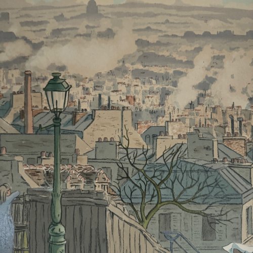 Lithographie par Henri Rivière Paris vu de Montmartre A5523